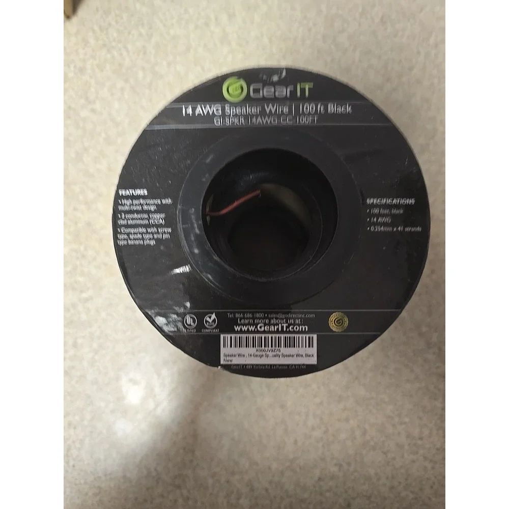 Gear It 14 Awg Speaker Wire 100 Fr Blk